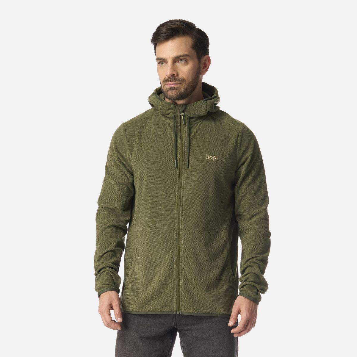 LIPPI - Polar Hombre Stripes Nano-F Full Zip Hoody Verde Militar Lippi