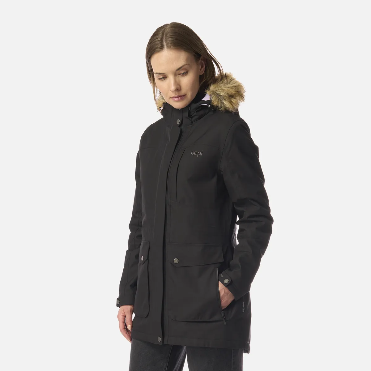 LIPPI - Chaqueta Mujer Roble B-Dry Hoody Jacket Melange Negro Lippi