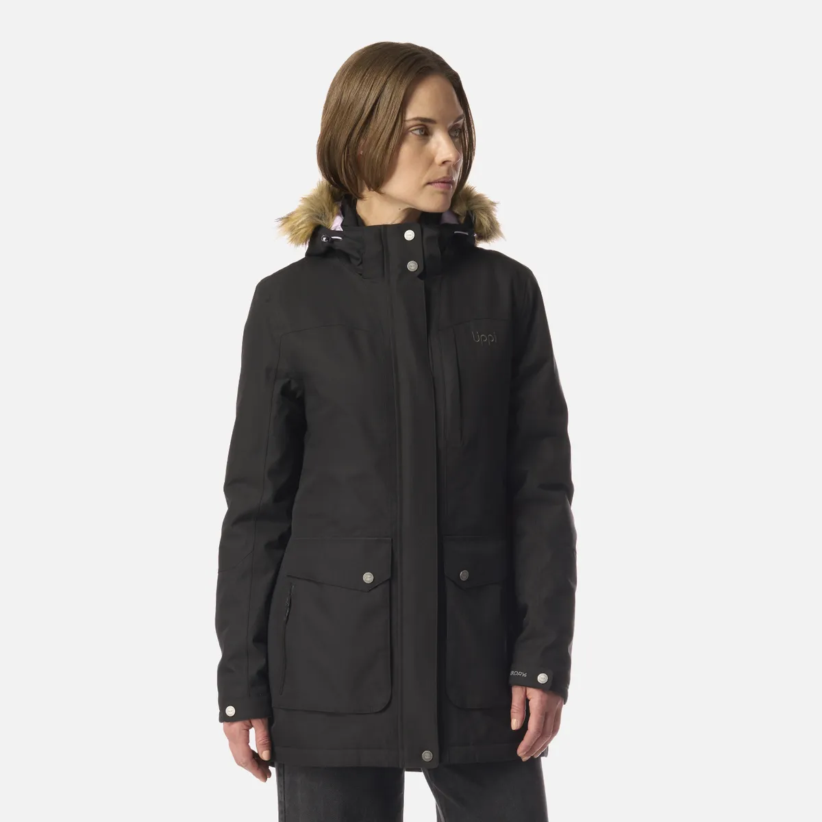 LIPPI - Chaqueta Mujer Roble B-Dry Hoody Jacket Melange Negro Lippi