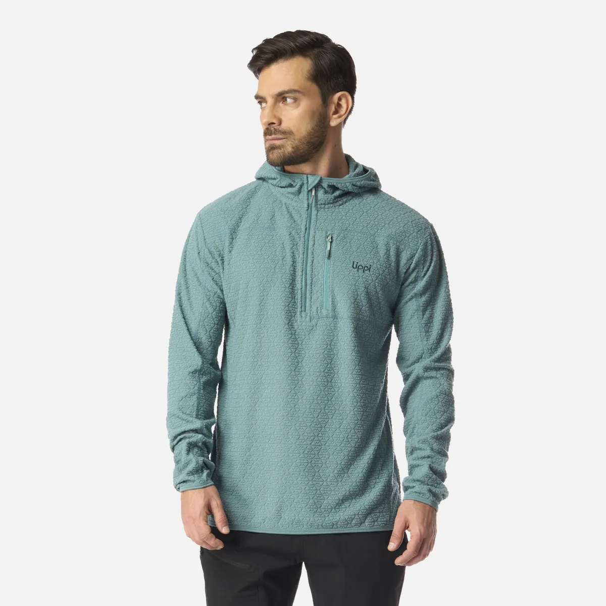 LIPPI - Polerón Hombre Jacaranda Nano-F 1/4 Zip Hoody Petroleo Claro Lippi
