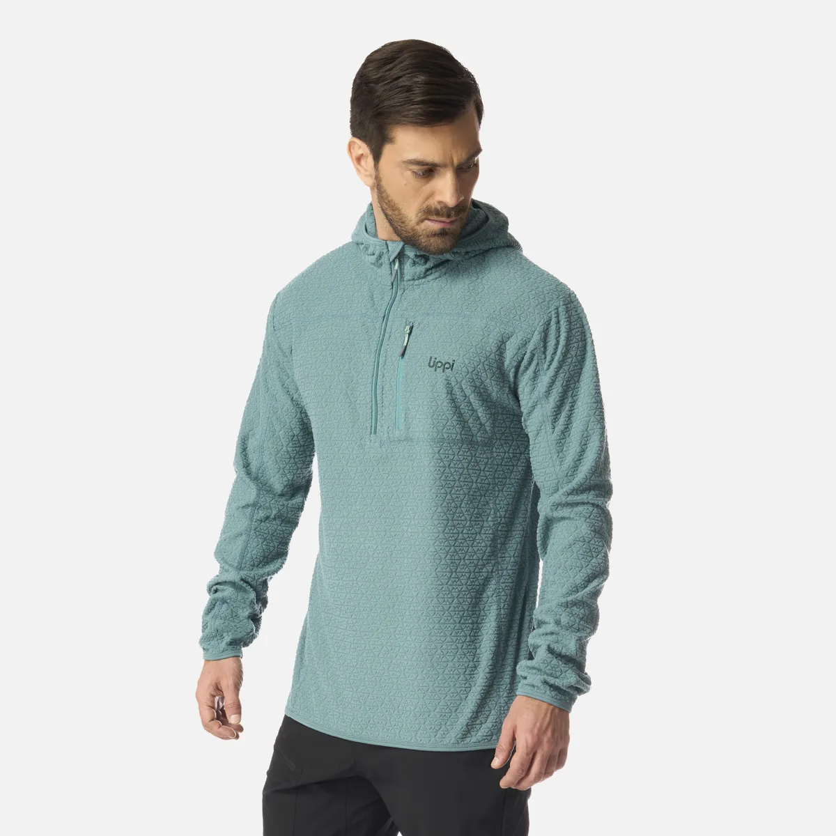 LIPPI - Polerón Hombre Jacaranda Nano-F 1/4 Zip Hoody Petroleo Claro Lippi