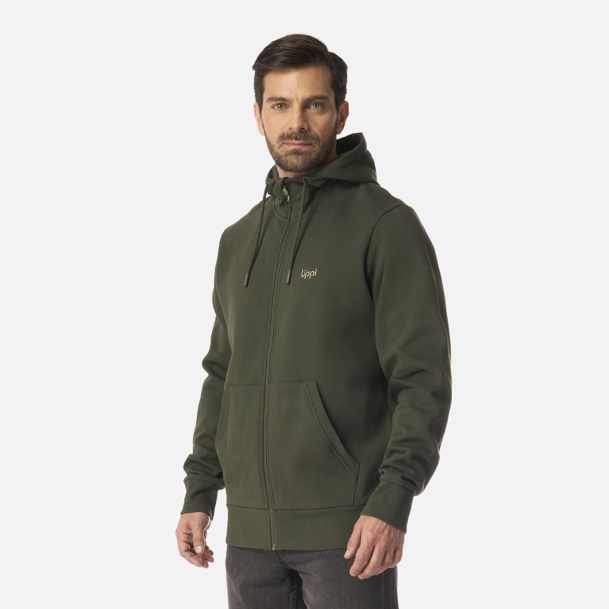 LIPPI - Polerón Hombre Ulmo Full Zip Hoody Sweatshirt Verde Militar Lippi