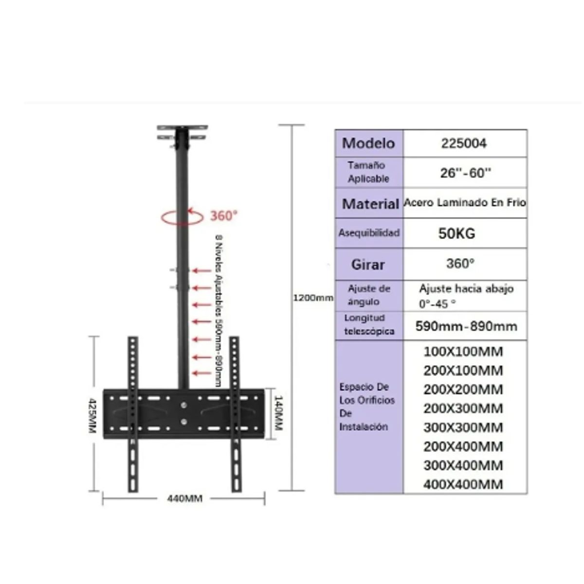 GENERICO - Soporte Tv Techo O Pared Ajustable