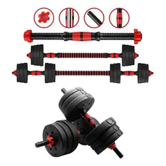 GENERICO - Kit Pesas Juego Mancuernas Ejercicios Barras Gym 20 Kg