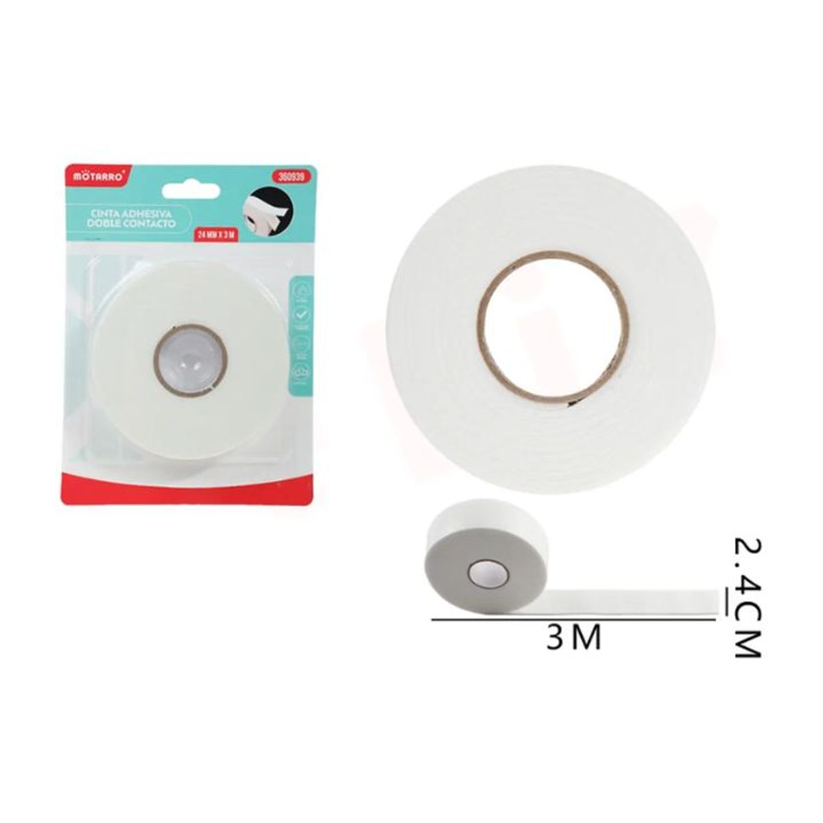 GENERICO - Cinta Adhesiva Doble Faz Espuma 2Cmx3M