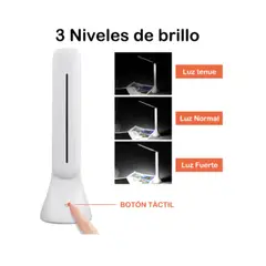 GENERICO - Lámpara de Escritorio LED Táctil – Recargable, Flexible y con 3 Niveles de Intensidad