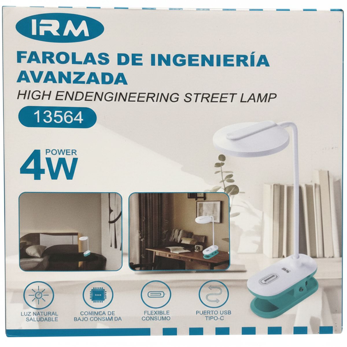 GENERICO - Lámpara de Escritorio LED 4W  Recargable con Clip y Cuello Flexible