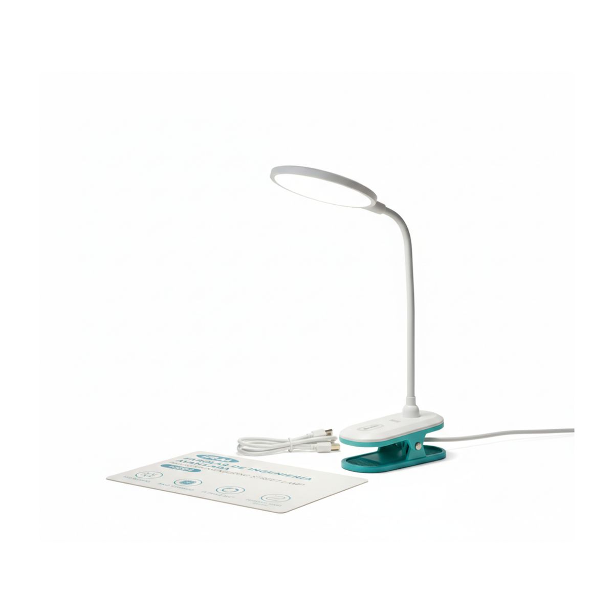 GENERICO - Lámpara de Escritorio LED 4W  Recargable con Clip y Cuello Flexible