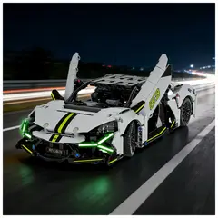 AZULAMAR - Juguete Bloques De Coche Carreras Deportivo Regalo Lamborghini Gris De Carreras Niños Escala 114