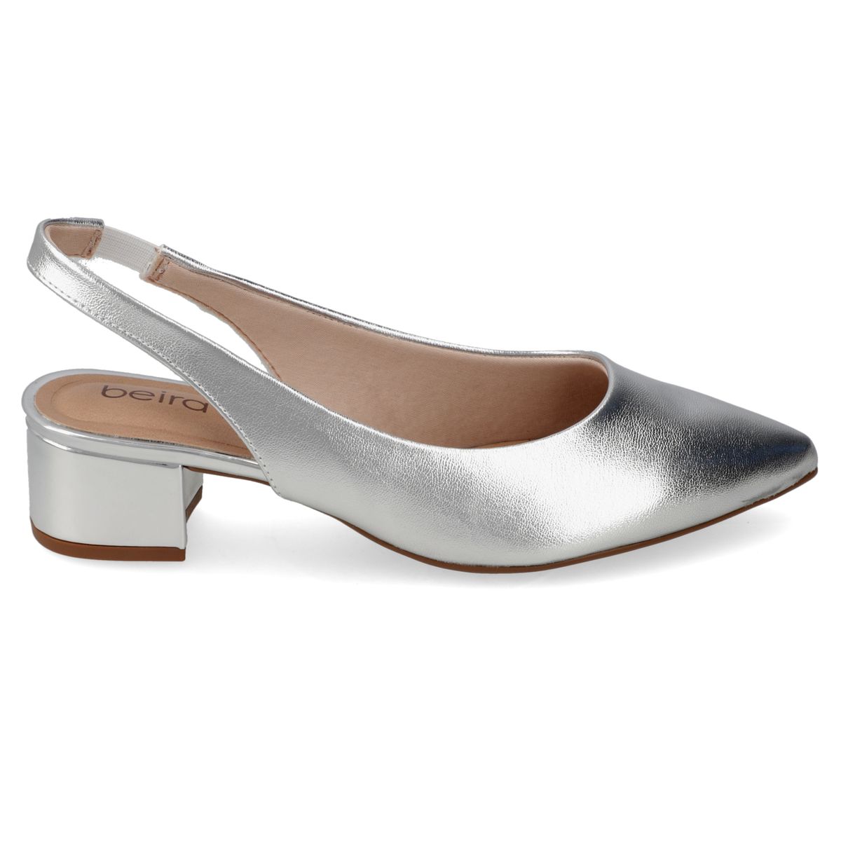 BEIRA RIO - Zapato Taco Beira Rio Plateado