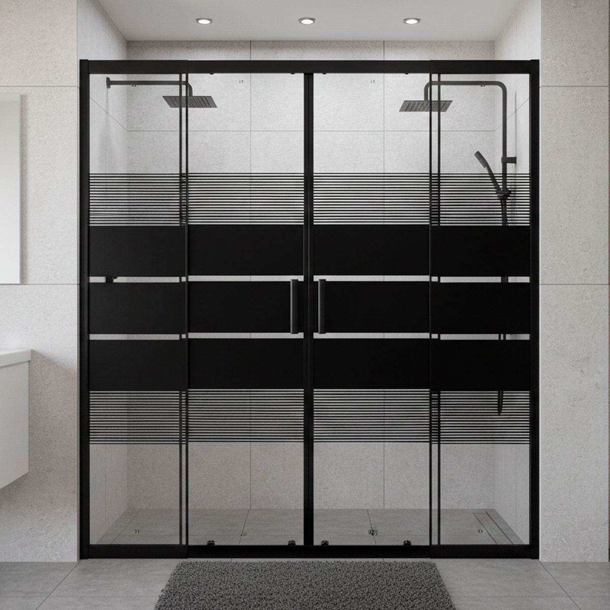 JOYTEK - Mampara Ajustable de Ducha Style 160-180 cm Líneas negras