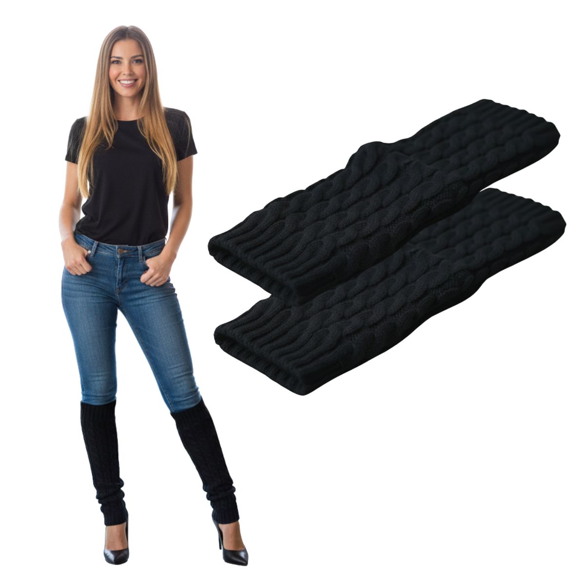 EKOL TACTICA MILITAR - Polainas Calentadores Tejido Trenzado Colores Variados Mujer Niña Elegante 100% Lana
