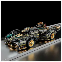 AZULAMAR - Regalo Bloques De Coche Carreras Deportivo Juguete V12 Lamborghini en negro y dorado 114