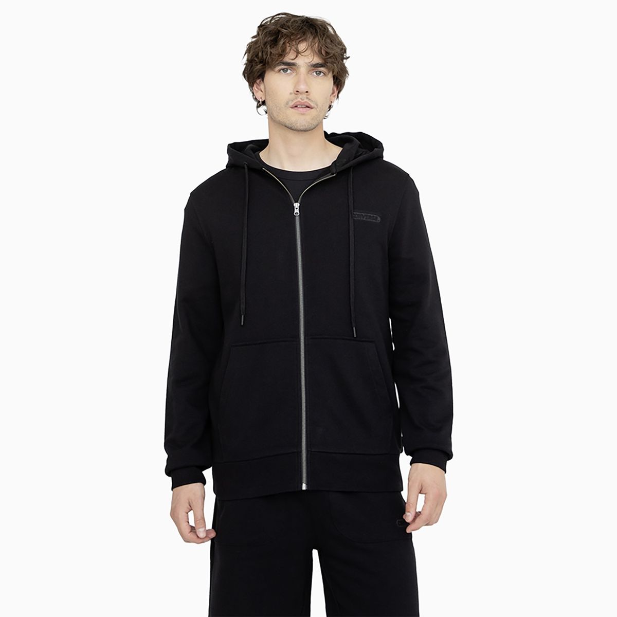 CONVERSE - Polerón Converse Full Zipper Your Logo Hombre Negro