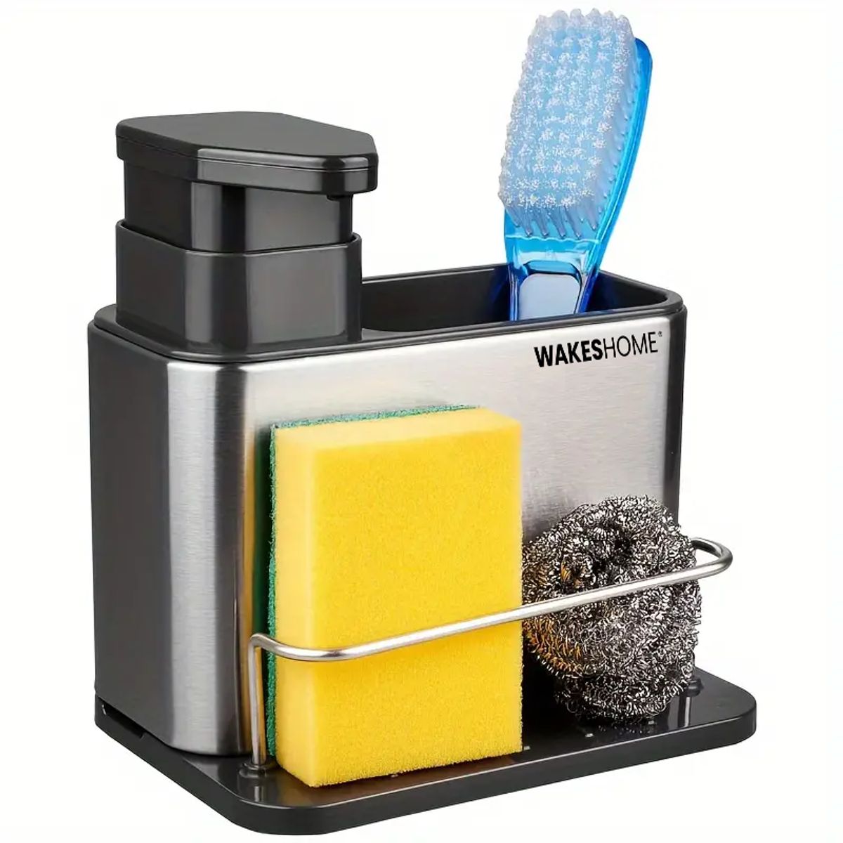 WAKESHOME - Dispensador De Lavalozas Jabón Y Porta Esponja Organizador 3 en 1.
