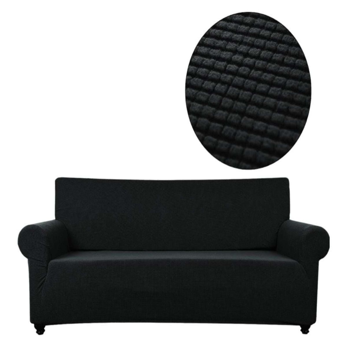 GENERICO - FUNDA DE SILLON CUADRILLE 3 CUERPOS NEGRO