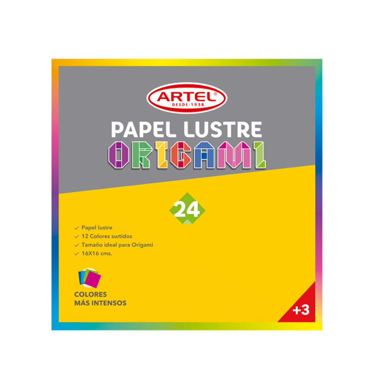 ARTEL - Block Papel Lustre 24 hojas 12 col 16x16 ARTEL