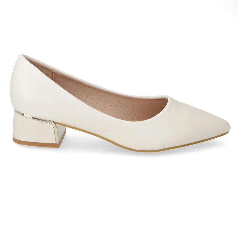 Zapato Taco Ancho Blanco Mujer