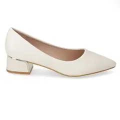 NEW WALK - Zapato Taco Ancho Blanco Mujer