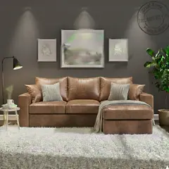 SITIAL HOME - Seccional intercambiable Burton Cafe cuero sintetico envejecido Resortes