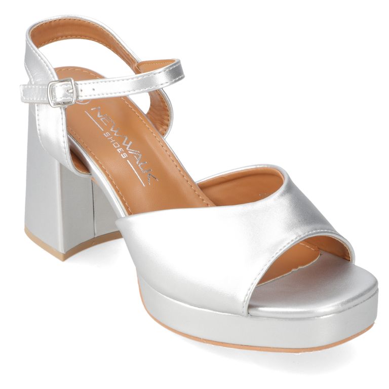 Sandalia Taco Plateado