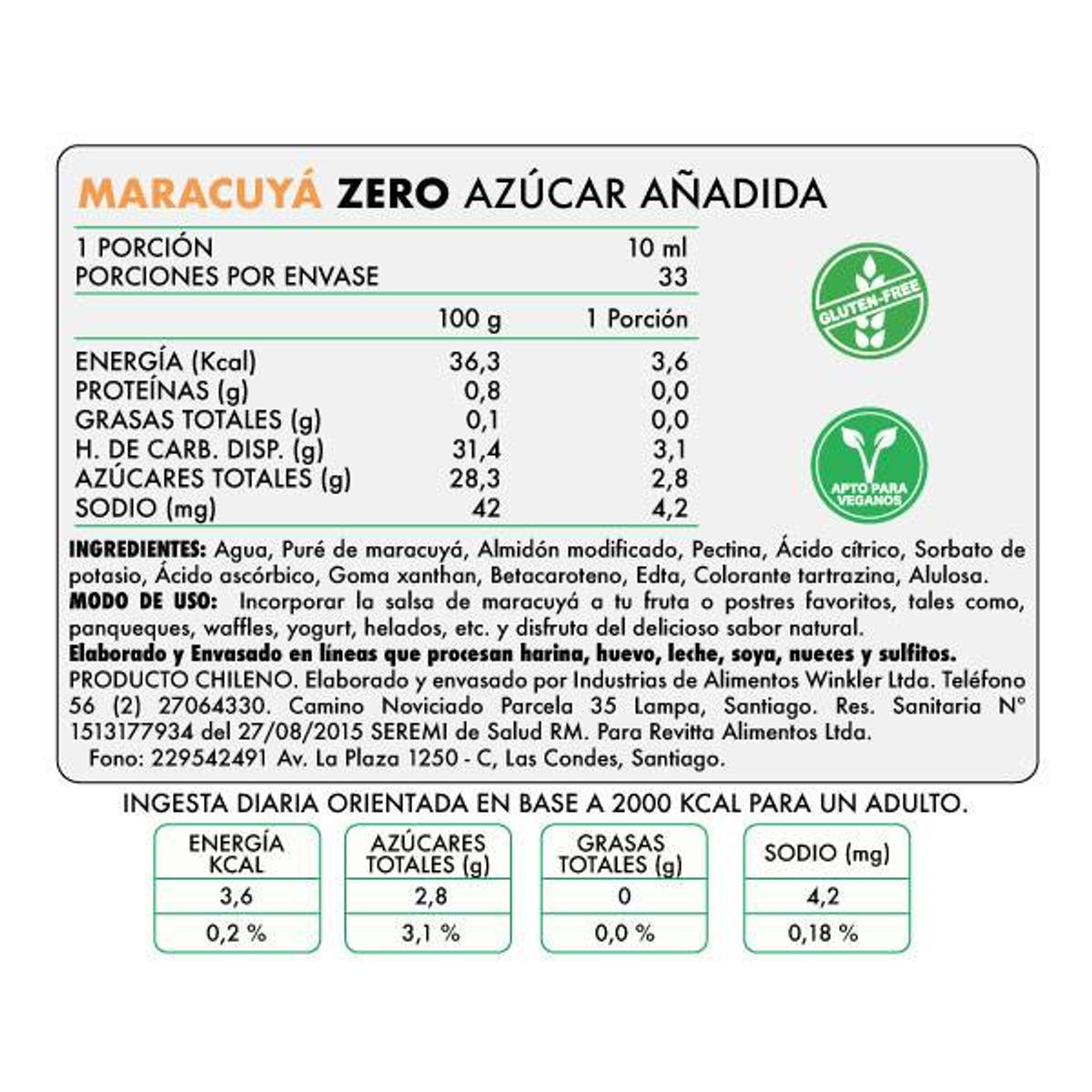 REVITTA WELLNESS - Salsa Revitta - Maracuya Zero 330 gr