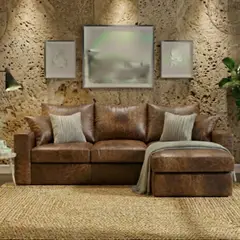 SITIAL HOME - Seccional intercambiable Burton Cafe cuero sintetico envejecido Resortes pocket