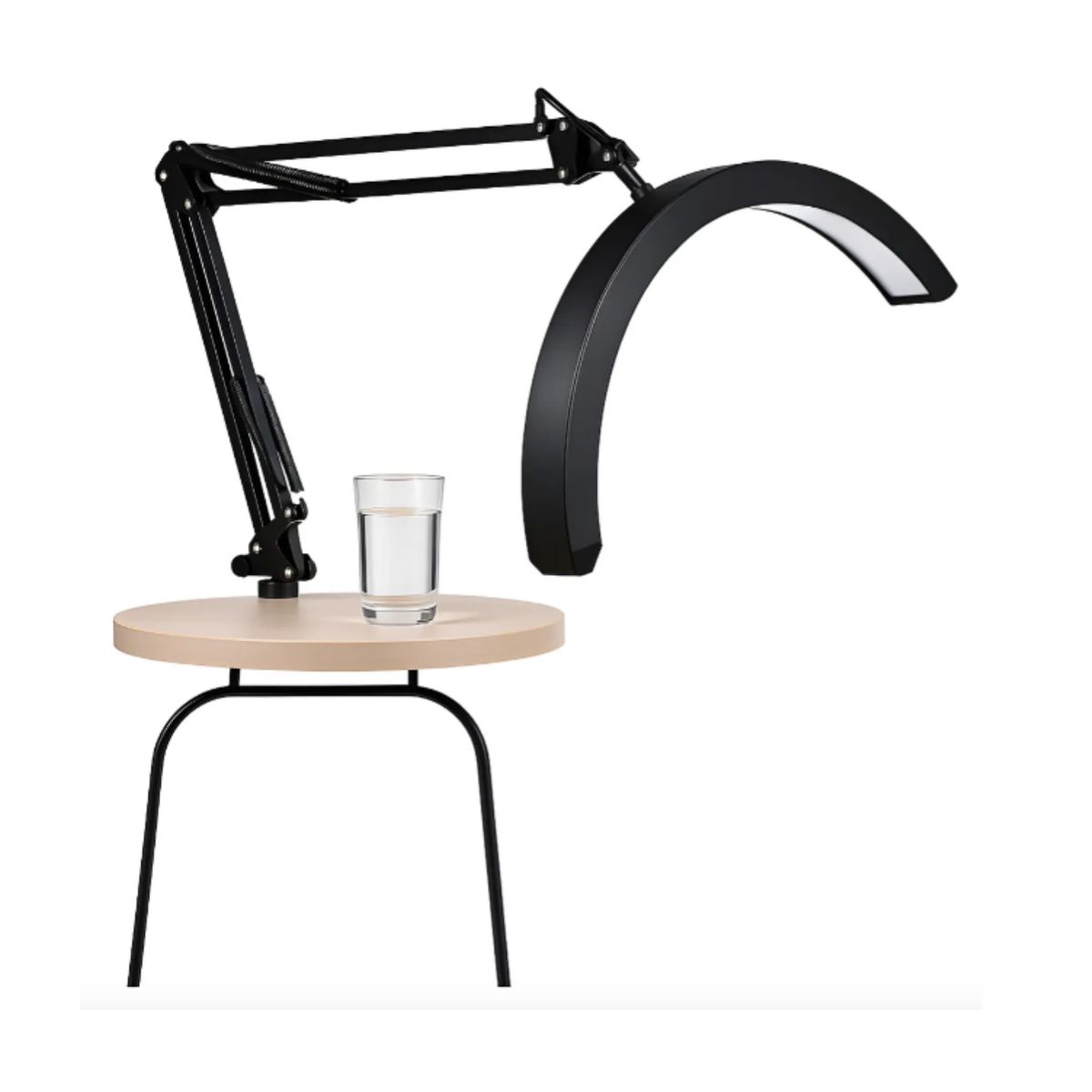 GENERICO - Lampara Led Profesional Media Luna Para Pestañas Manicura Con Brazo Ajustable Negro