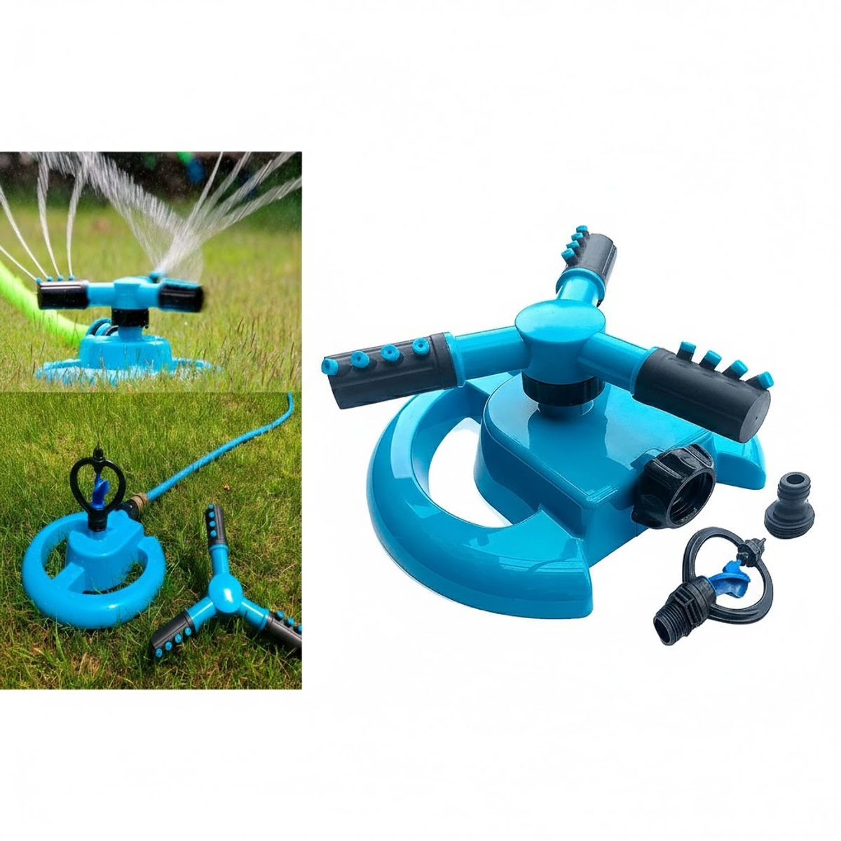 GENERICO - Regador Giratorio 360° con Base y 3 Aspas para jardin