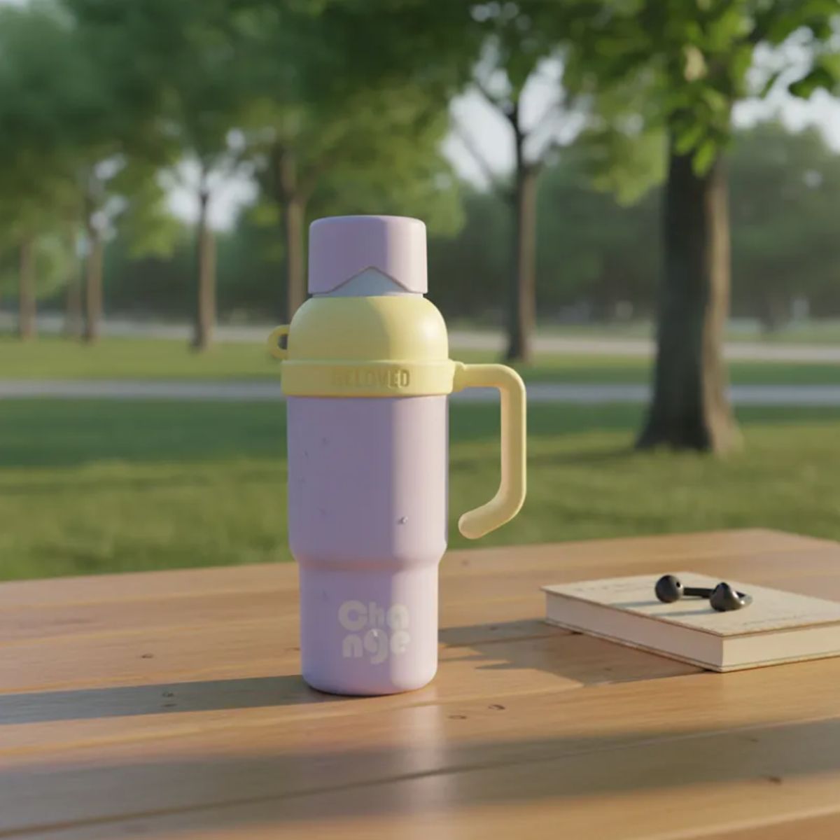 GENERICO - Vaso Térmico Portátil Con Asa Y Tapa Varios Colores Pastel