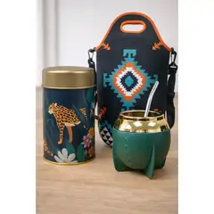 GENERICO - Pack Matero Completo Bolso + Mate + Bombilla + Dispensador de Yerba