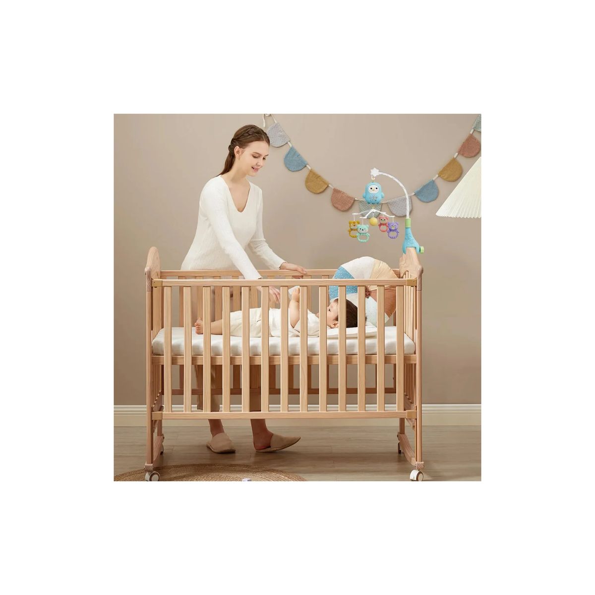 GENERICO - Movil Para Bebe Musical Luz Espanta Cuco Sonajero Coche Cuna Celeste