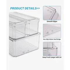 GENERICO - Organizador Refrigerador Cocina 7 Contenedores Con Tapa Color Transparente