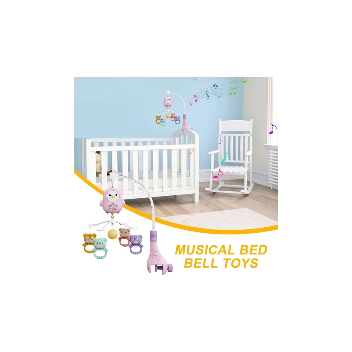 GENERICO - Movil Para Bebe Musical Luz Espanta Cuco Sonajero Coche Cuna Celeste