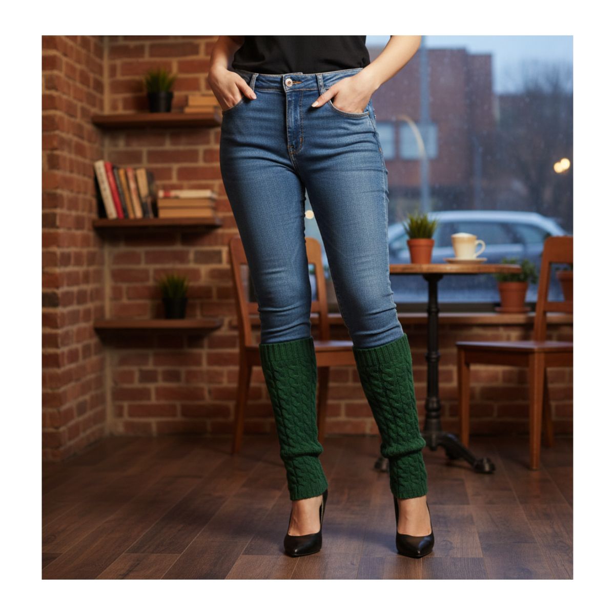 EKOL TACTICA MILITAR - Polainas Calentadores Tejido Trenzado Colores Variados Mujer Niña Elegante 100% Lana