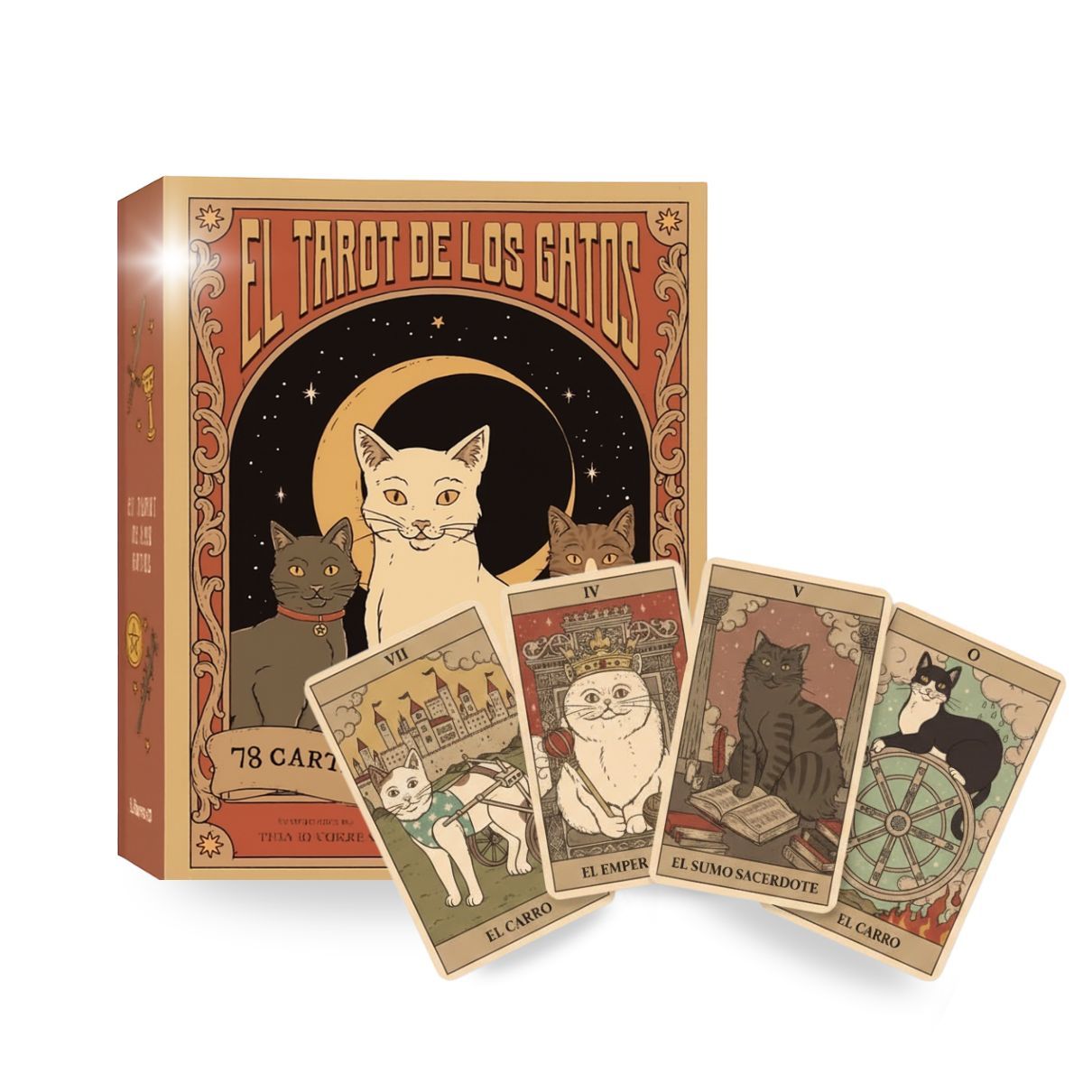 COMPUTECH - Mazo De Tarot Gatos Cats Rule The Earth - En Español - 78 Cartas Premium Marca Computech