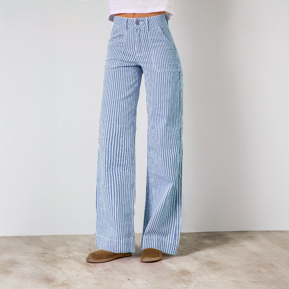 RAINDOOR - Pantalón Denim Azul Rayas Straight Mujer Raindoor
