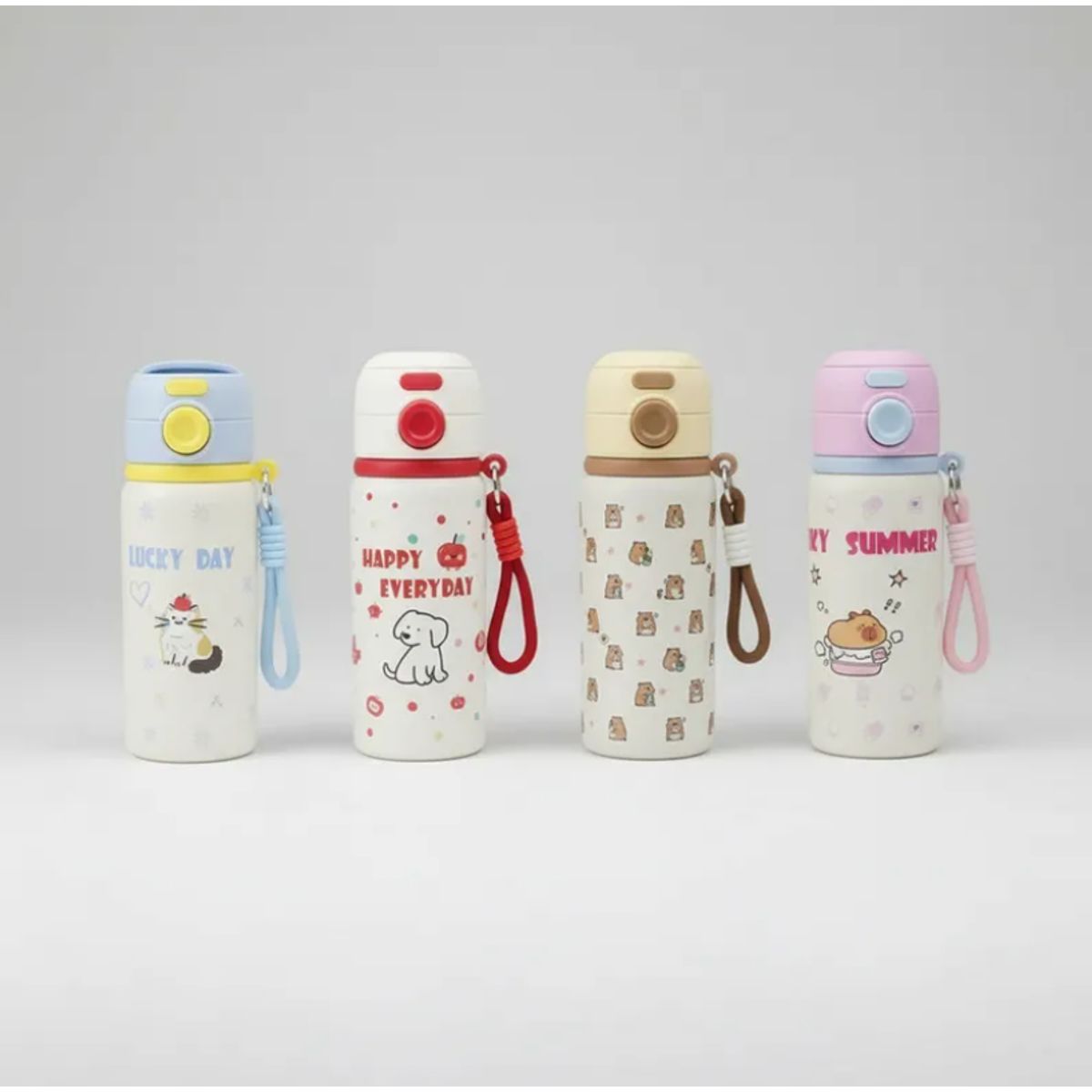 GENERICO - Botella Térmica Infantil Acero Inoxidable Con Bombilla Kawaii