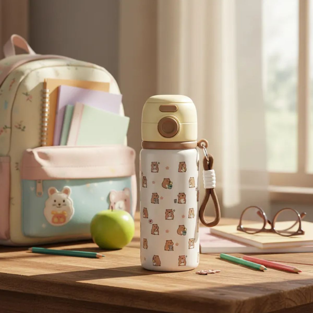 GENERICO - Botella Térmica Infantil Acero Inoxidable Con Bombilla Kawaii