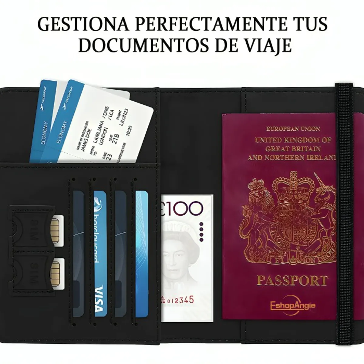 GENERICO - Porta Pasaporte Documentos Funda Protectora Viaje Con Rfid