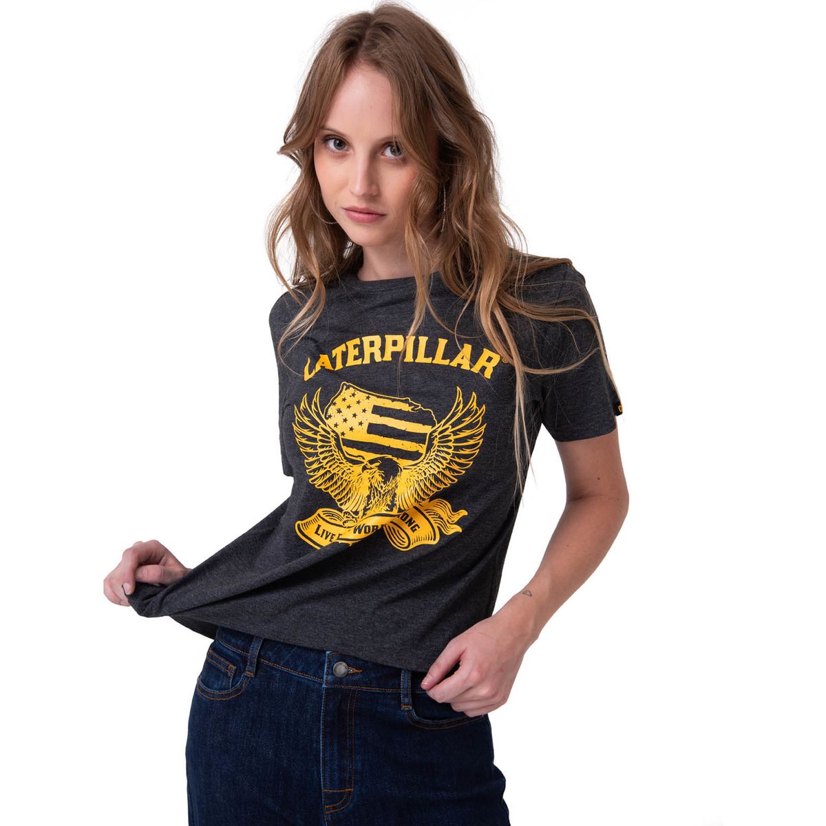 CAT - Polera Manga Corta Mujer Time Tested Negro CAT