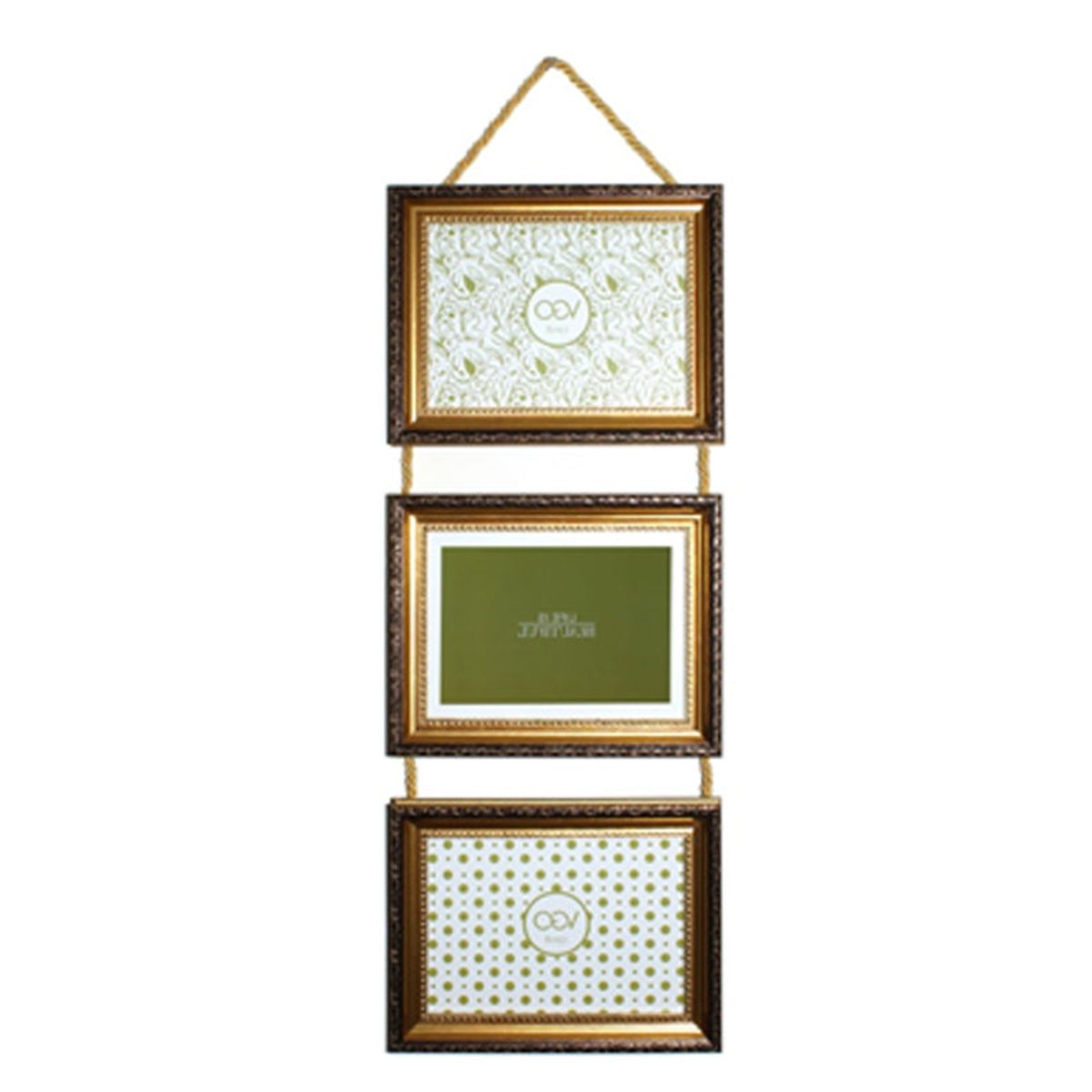 VGO - Marco Triple plástico brilloso Dorado 10x15 cm  3F Dorado Vgo