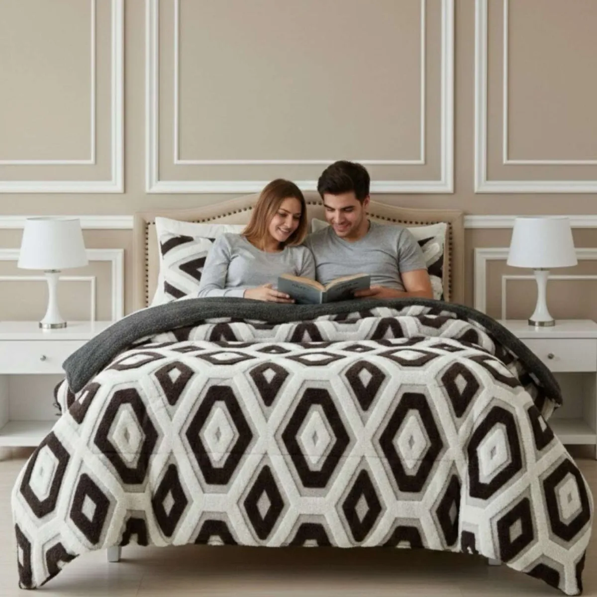 GENERICO - Cubrecama 2 Plazas Chiporro Diseño Jacquard Extra Suave
