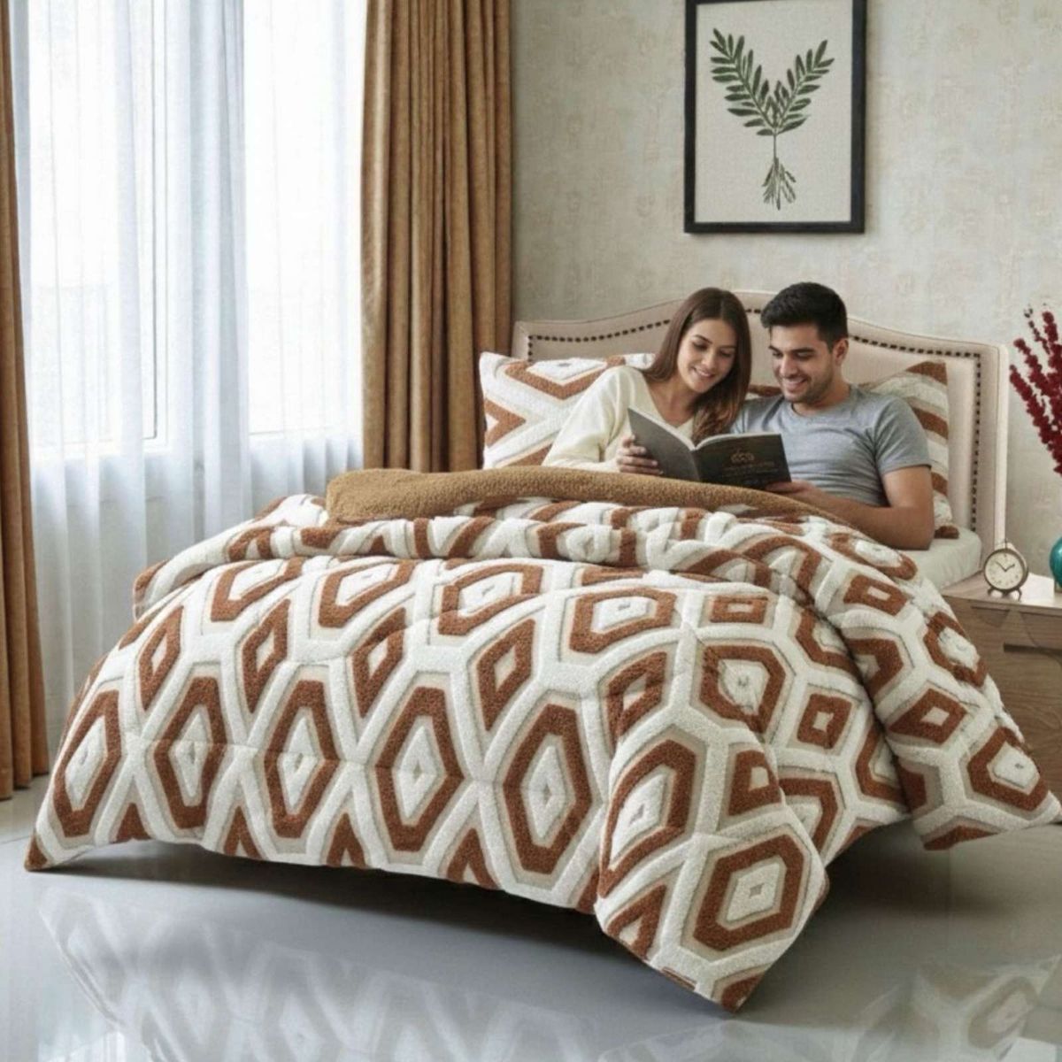 GENERICO - Cubrecama King Chiporro Diseño Jacquard Térmico Suave