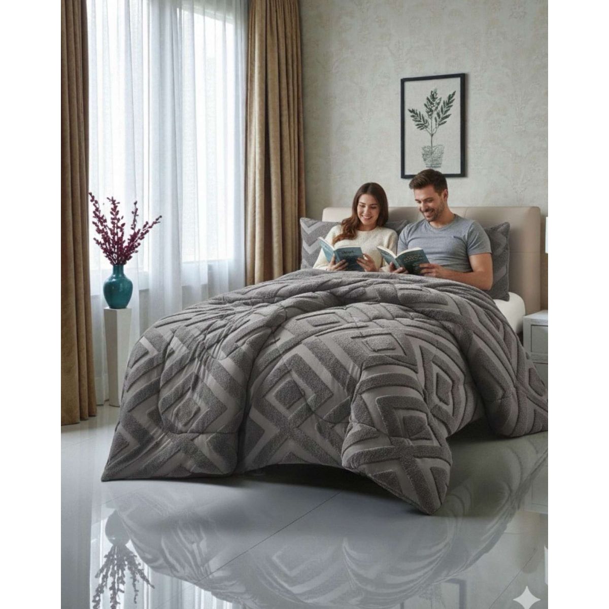 GENERICO - Cubrecama King Chiporro Diseño Geometrico Térmico Suave