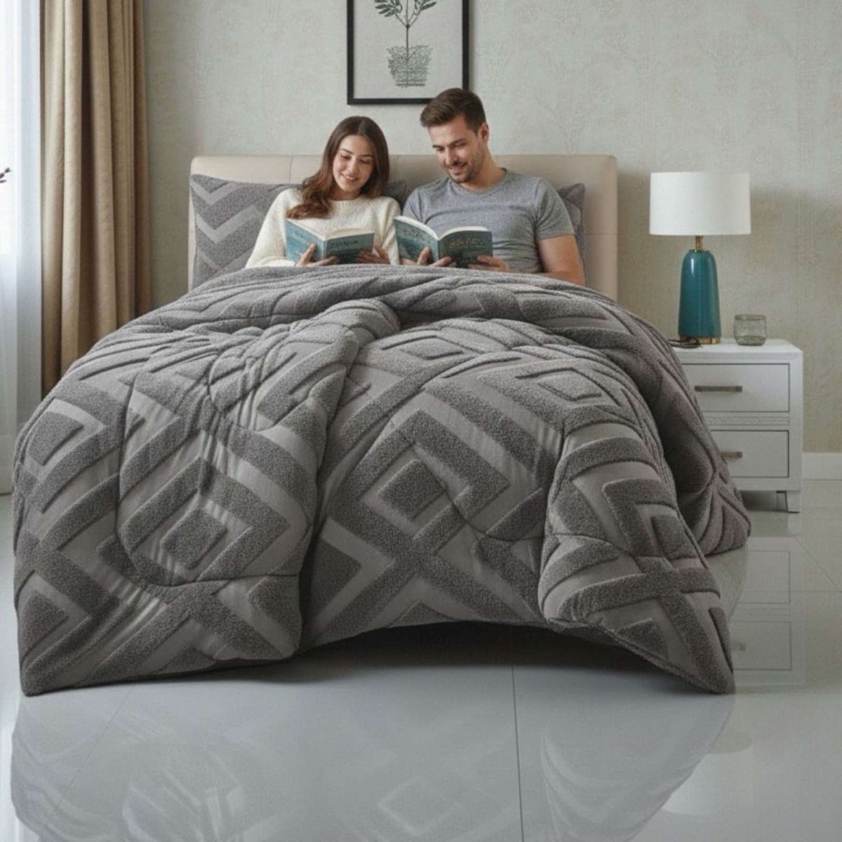 GENERICO - Cubrecama King Chiporro Diseño Geometrico Térmico Suave