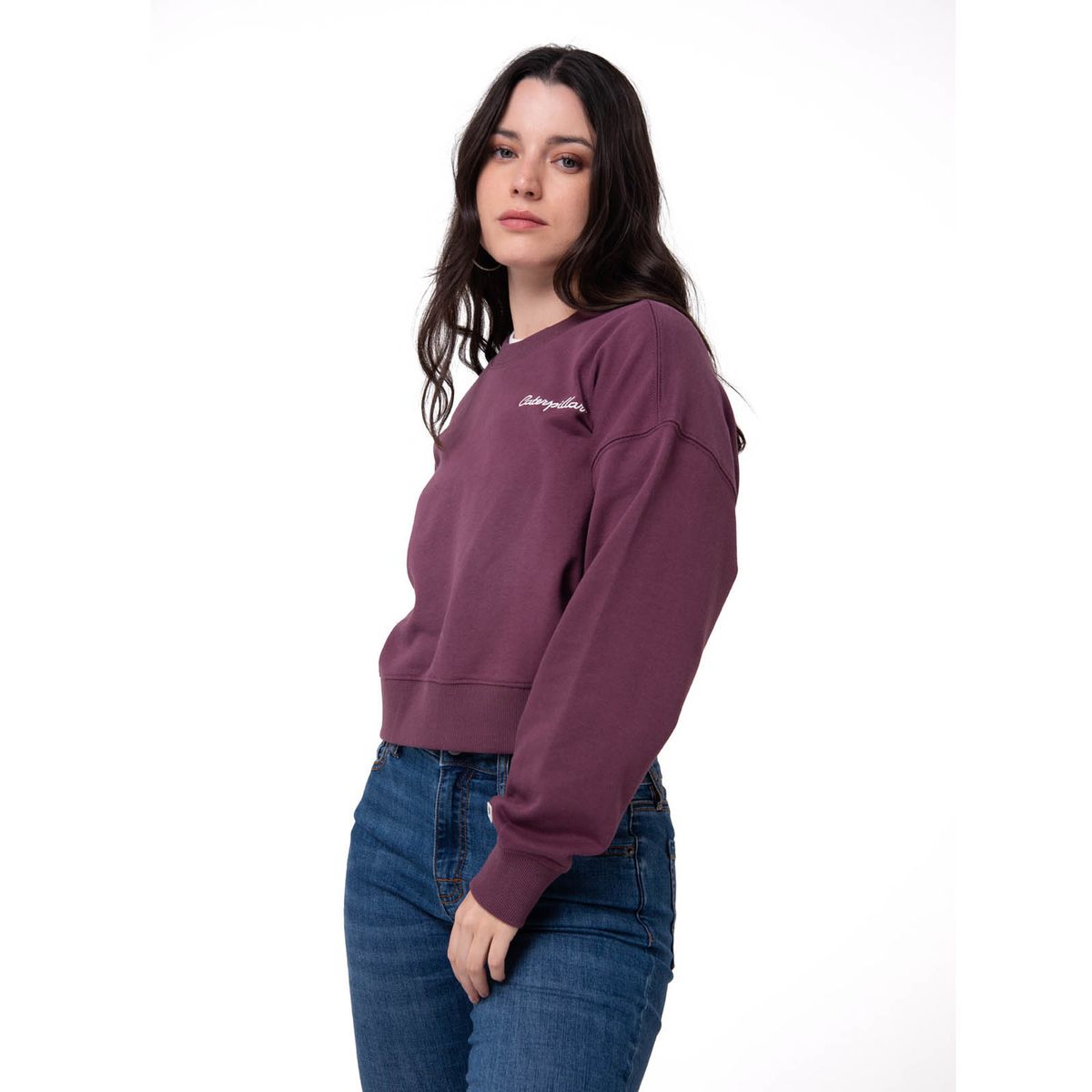 CAT - Polerón Mujer Relaxed French Terry Burdeo CAT