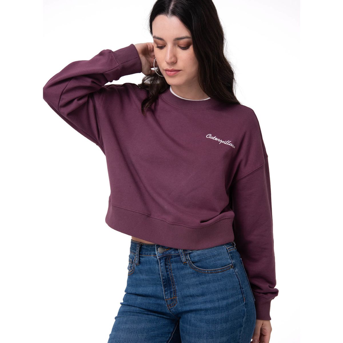CAT - Polerón Mujer Relaxed French Terry Burdeo CAT