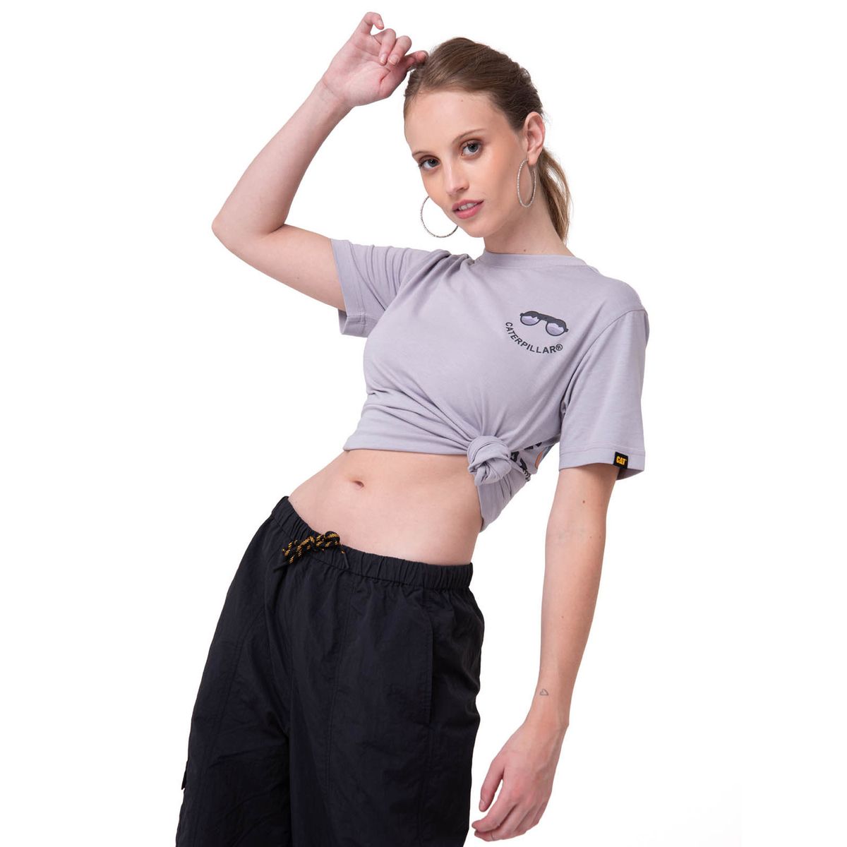 CAT - Polera Manga Corta Mujer Diseño Gráfico Lila CAT