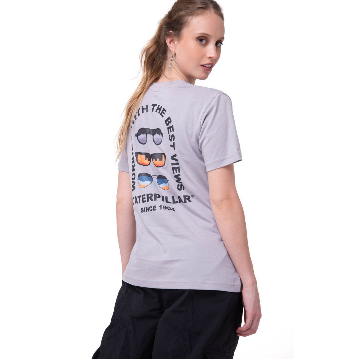 CAT - Polera Manga Corta Mujer Diseño Gráfico Lila CAT